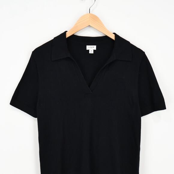 J.Crew Factory Women's Cotton Cashmere Blend Polo Sweater Black Size Medium - Picture 2 of 5